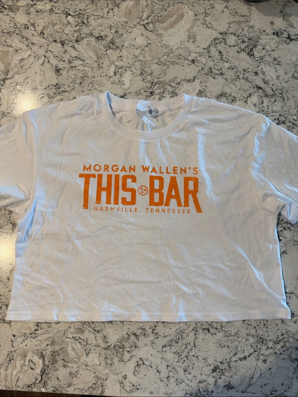 This Bar White Crop Tee - Orange Logo